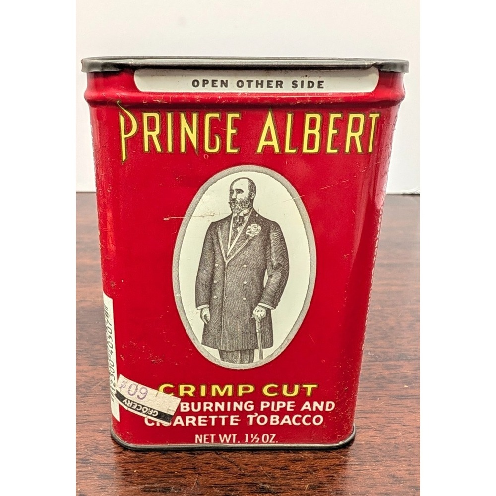 Vintage Prince Albert Tobacco Tin R.J. Reynolds Red Crimp Cut Advertising 1.5 Oz